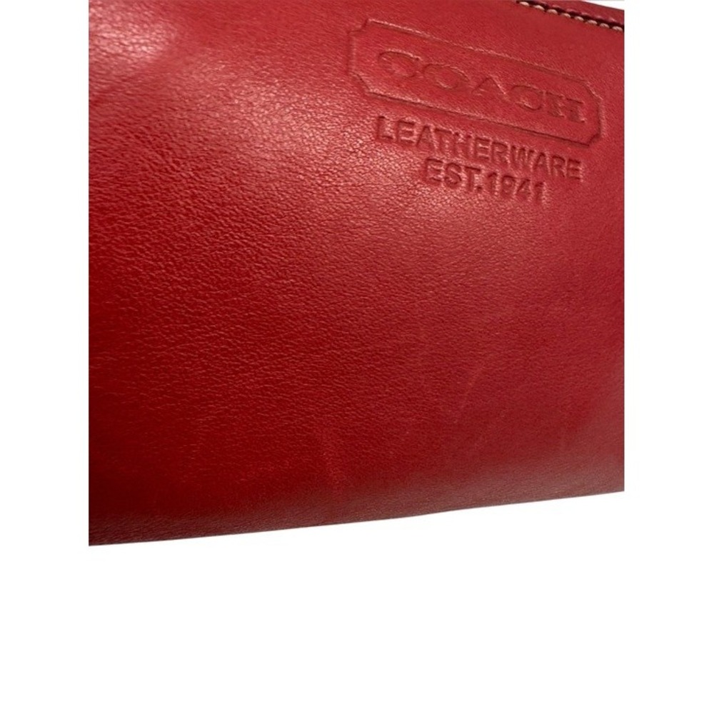 Coach Leatherware Est 1941 Red Leather Cosmetic Pouch Makeup Bag Vintage Style - Picture 5 of 10